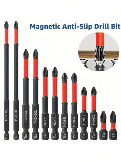 12pcs Professional Anti-Slip Drill Bit Set- S2 Impact Drill Bits| 1/4" Hex Shank, Suitable For Electric/Manual Screwdrivers (Magnetic Holder, Essential For Home/Auto/DIY)