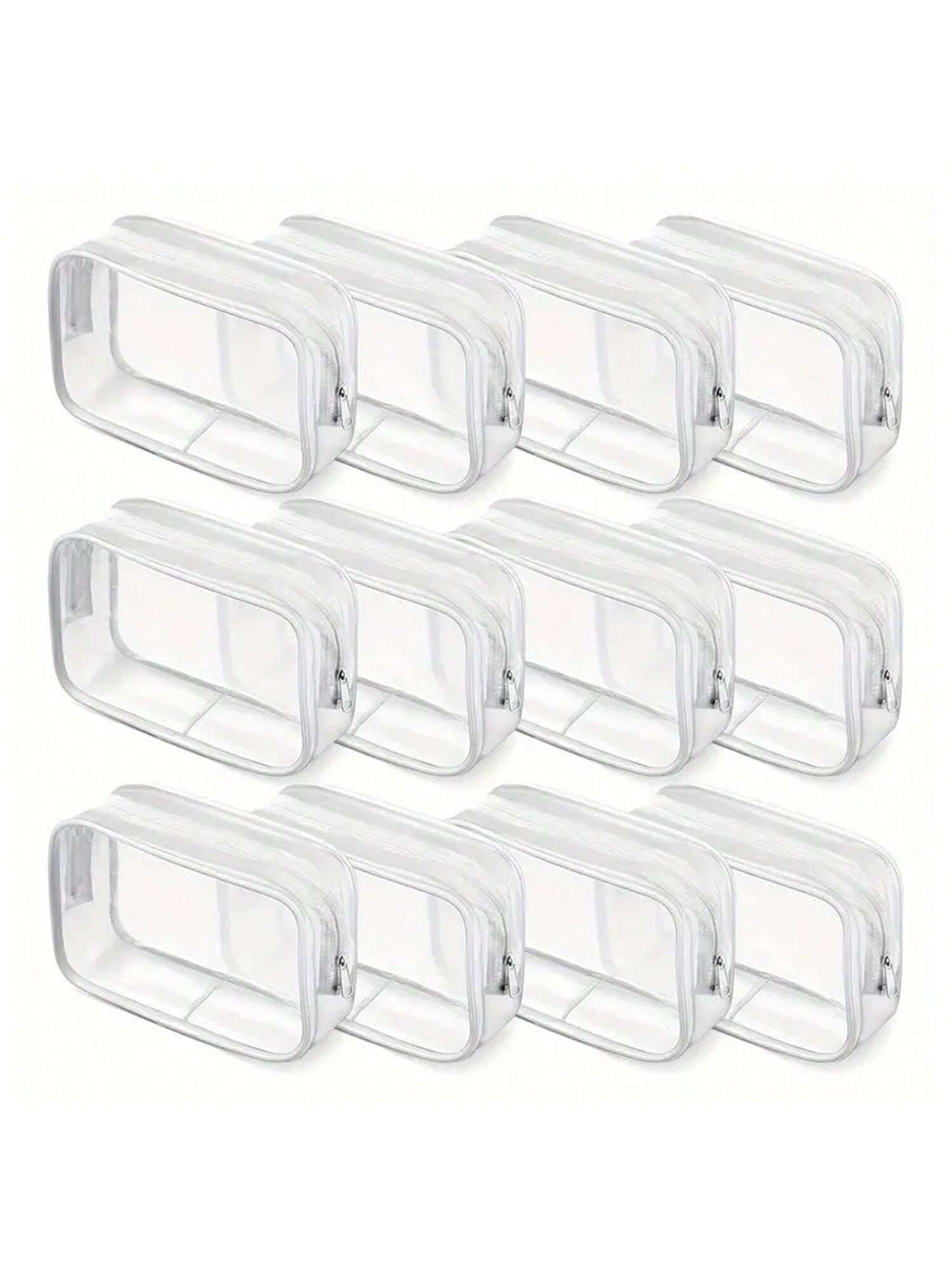 12pcs Transparent PVC Zipper Makeup Bags- High Quality Cosmetic And Toiletry Storage Pouches, Ideal For Travel, Bathroom And Holiday Essentials. Bathroom Accessories, Makeup Bag, Cosmetic Bag, Travel
