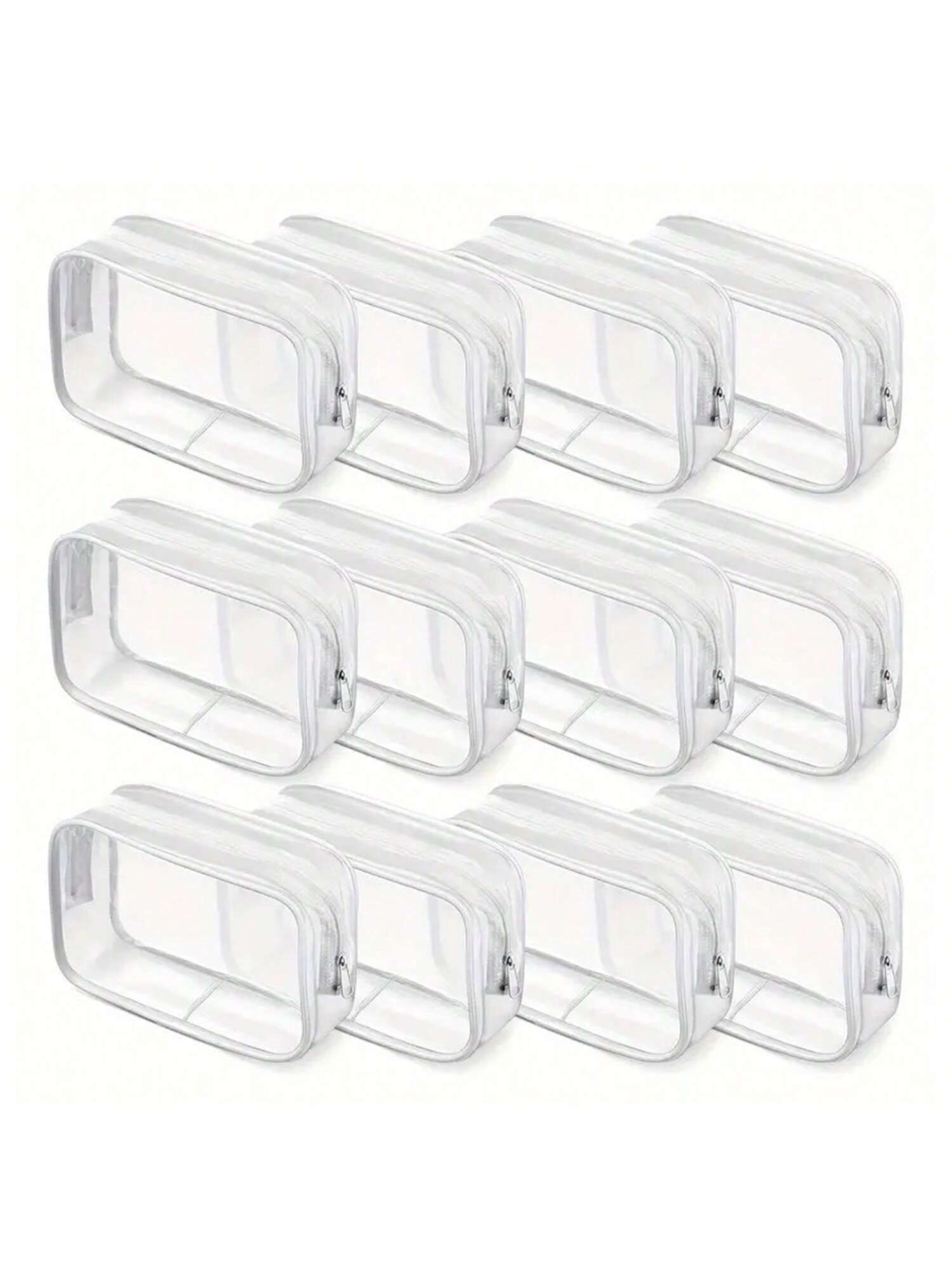 12pcs Transparent PVC Zipper Makeup Bags- High Quality Cosmetic And Toiletry Storage Pouches, Ideal For Travel, Bathroom And Holiday Essentials. Bathroom Accessories, Makeup Bag, Cosmetic Bag, Travel