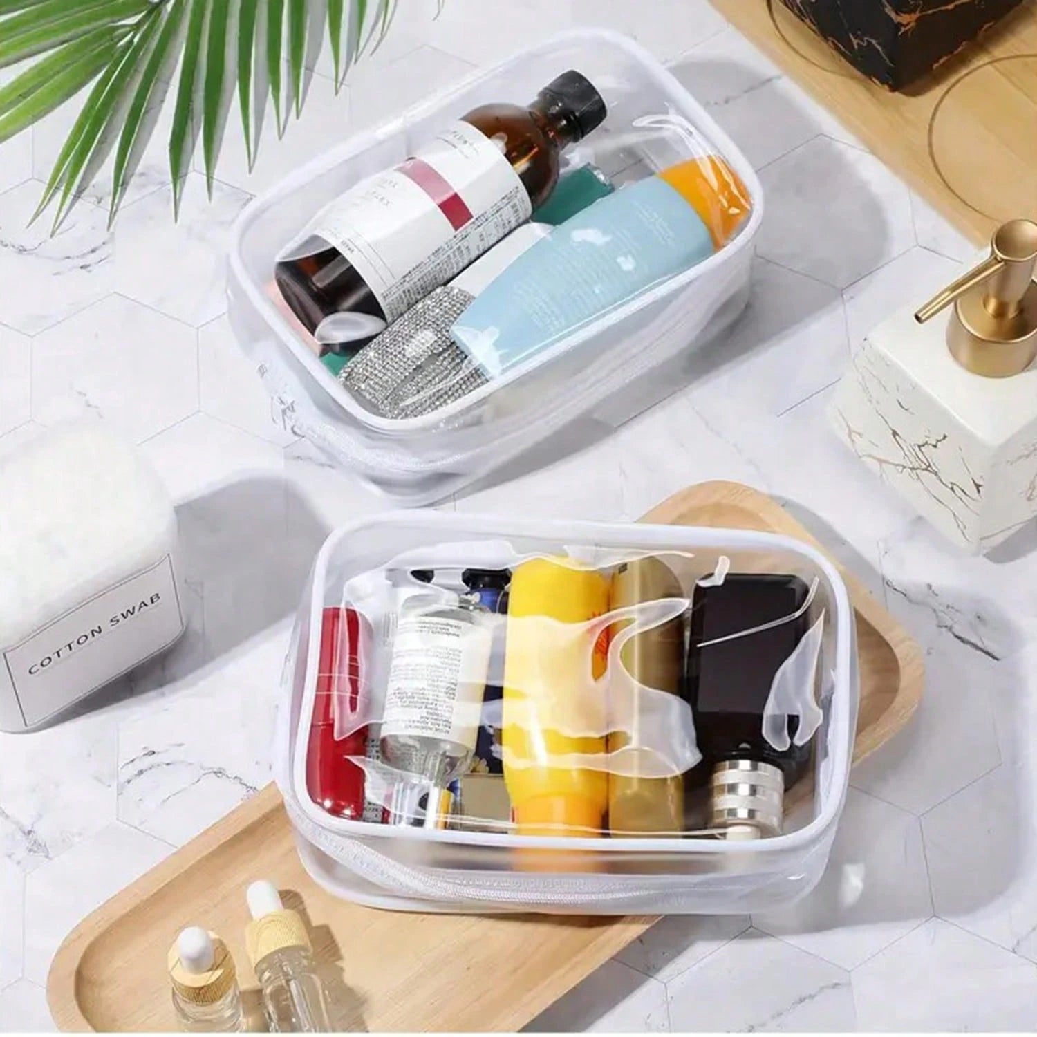 12pcs Transparent PVC Zipper Makeup Bags- High Quality Cosmetic And Toiletry Storage Pouches, Ideal For Travel, Bathroom And Holiday Essentials. Bathroom Accessories, Makeup Bag, Cosmetic Bag, Travel