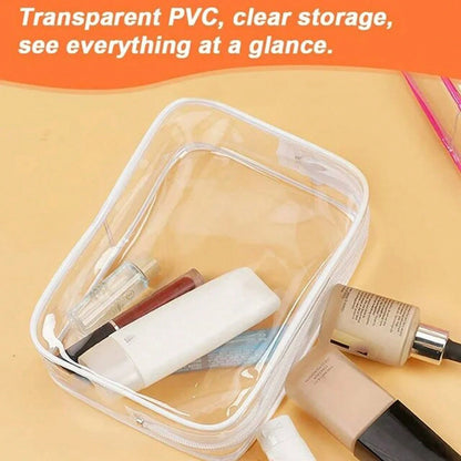 12pcs Transparent PVC Zipper Makeup Bags- High Quality Cosmetic And Toiletry Storage Pouches, Ideal For Travel, Bathroom And Holiday Essentials. Bathroom Accessories, Makeup Bag, Cosmetic Bag, Travel