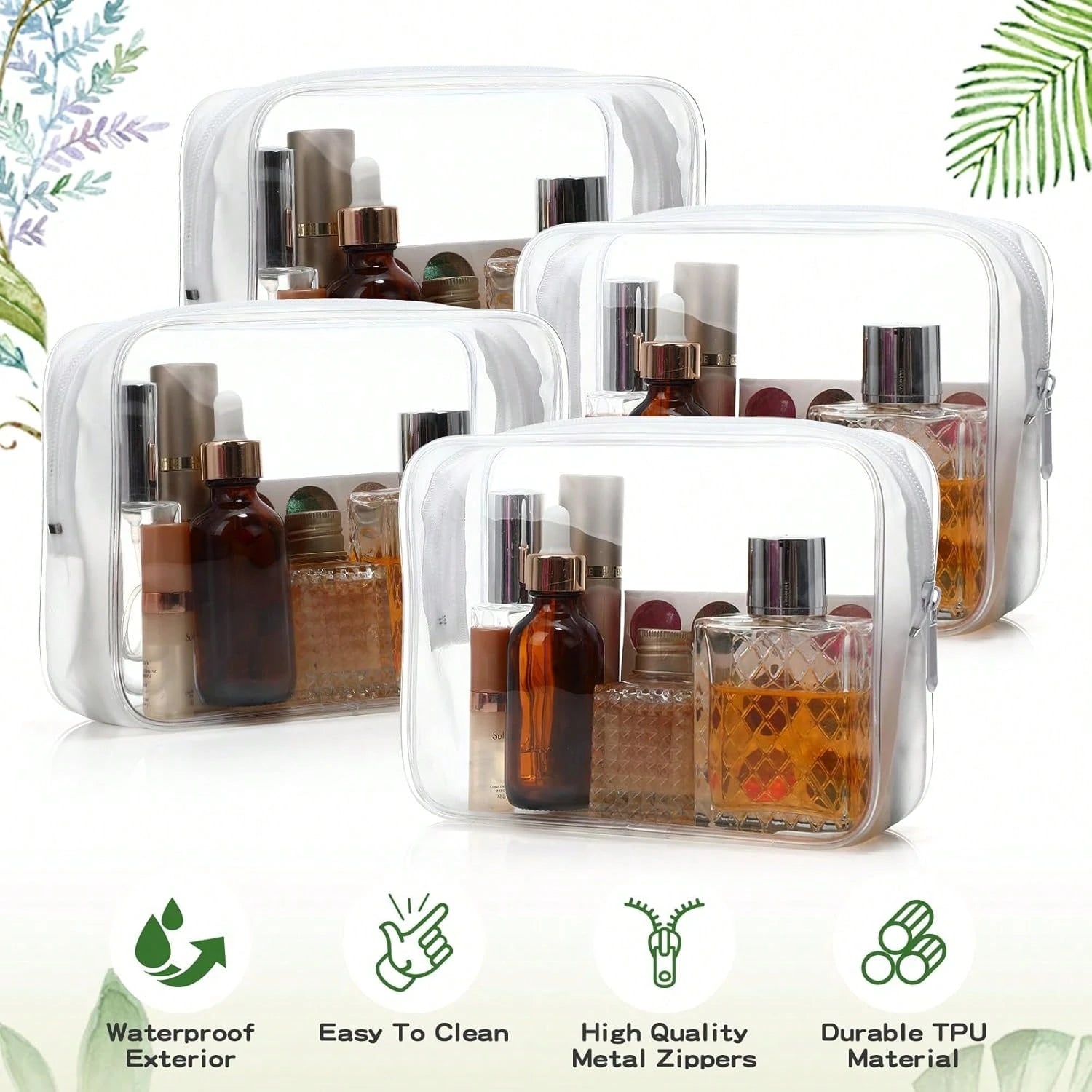 12pcs Transparent PVC Zipper Makeup Bags- High Quality Cosmetic And Toiletry Storage Pouches, Ideal For Travel, Bathroom And Holiday Essentials. Bathroom Accessories, Makeup Bag, Cosmetic Bag, Travel