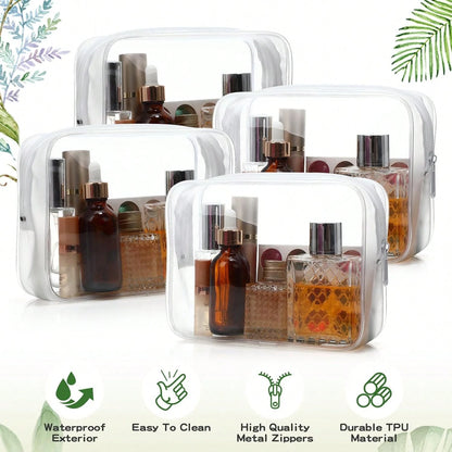 12pcs Transparent PVC Zipper Makeup Bags- High Quality Cosmetic And Toiletry Storage Pouches, Ideal For Travel, Bathroom And Holiday Essentials. Bathroom Accessories, Makeup Bag, Cosmetic Bag, Travel