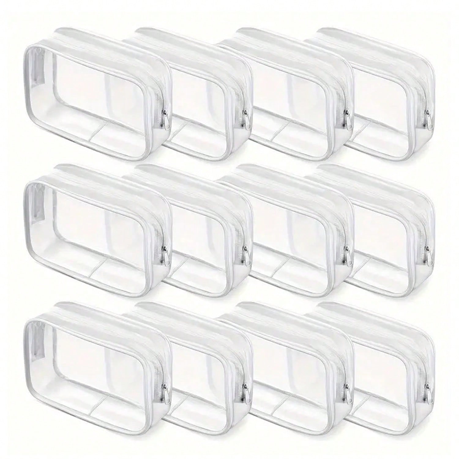 12pcs Transparent PVC Zipper Makeup Bags- High Quality Cosmetic And Toiletry Storage Pouches, Ideal For Travel, Bathroom And Holiday Essentials. Bathroom Accessories, Makeup Bag, Cosmetic Bag, Travel