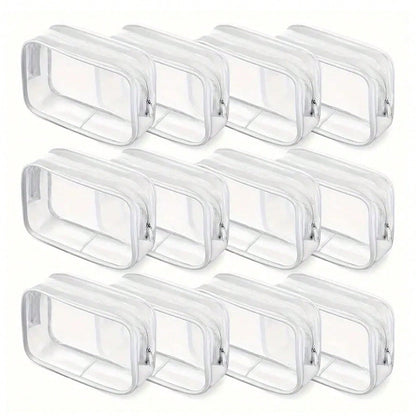 12pcs Transparent PVC Zipper Makeup Bags- High Quality Cosmetic And Toiletry Storage Pouches, Ideal For Travel, Bathroom And Holiday Essentials. Bathroom Accessories, Makeup Bag, Cosmetic Bag, Travel
