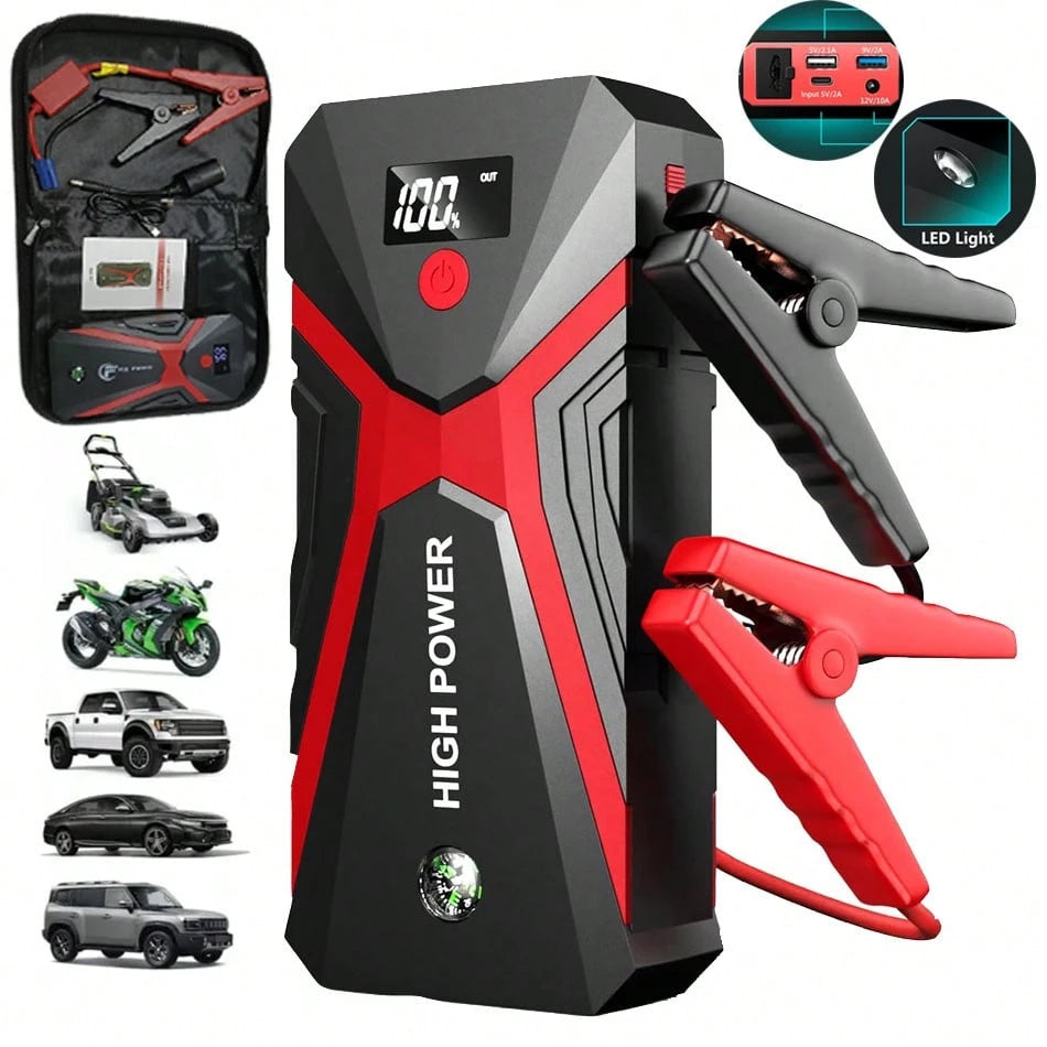 12V 3000A Intelligent Car Battery Charger 8.0Gas/6.0 Disel Car Motorcycle Battery Charging Unit Emergency Vehicle 21800mAh Power Battery Repair Jump Starter 18W Quick Charge Led Flight