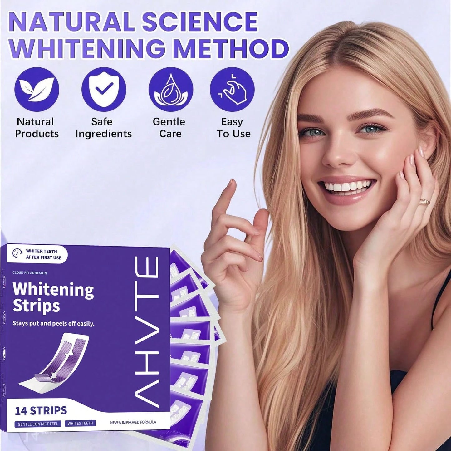 14pcs Teeth Whitening Strips, Suitable For Sensitive Gums, Whitens Teeth, Purple Whitening Strips, Removes Yellow Stains, Effectively Improves Tooth Shade, Brightens Smile