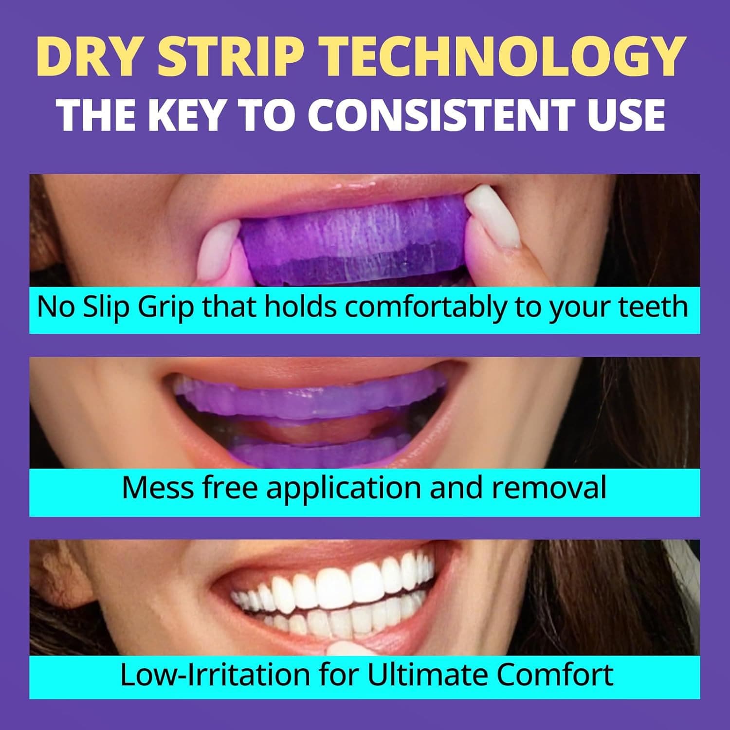 14pcs Teeth Whitening Strips, Suitable For Sensitive Gums, Whitens Teeth, Purple Whitening Strips, Removes Yellow Stains, Effectively Improves Tooth Shade, Brightens Smile