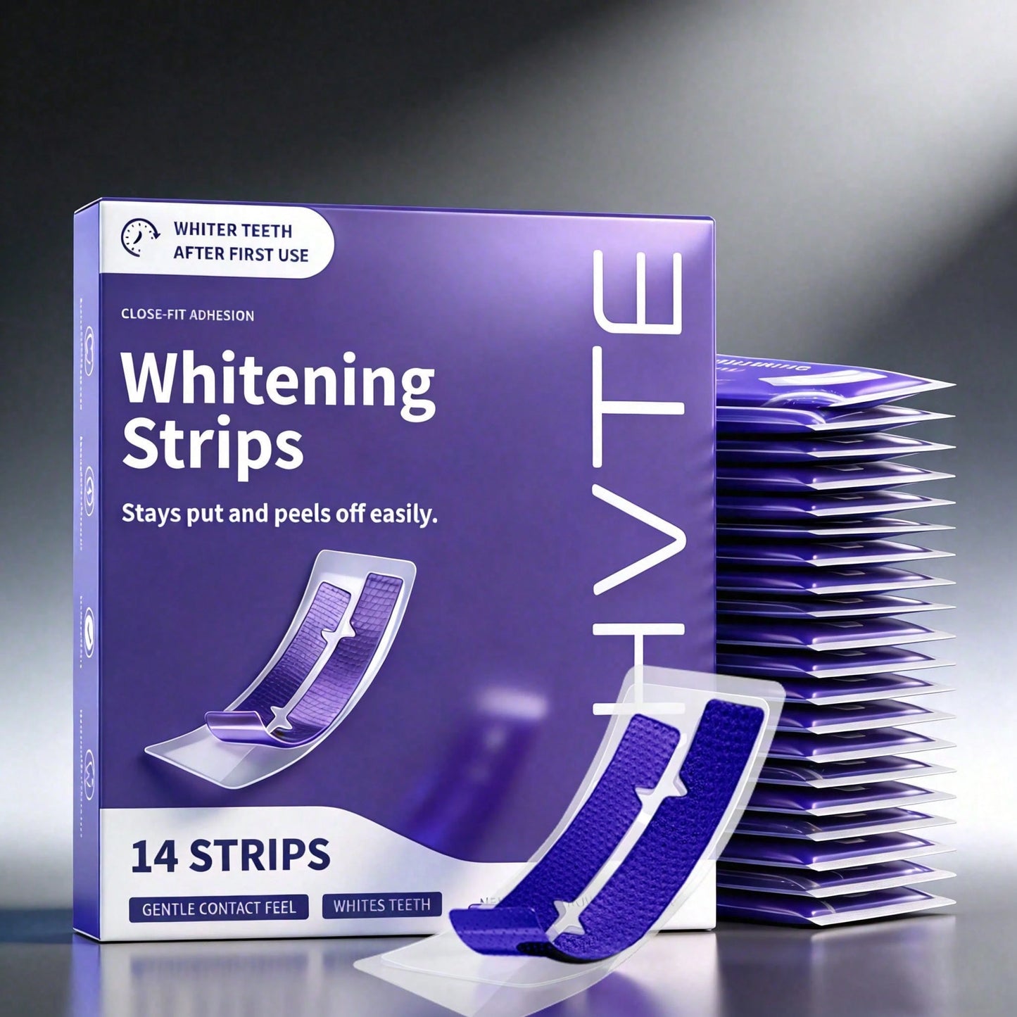 14pcs Teeth Whitening Strips, Suitable For Sensitive Gums, Whitens Teeth, Purple Whitening Strips, Removes Yellow Stains, Effectively Improves Tooth Shade, Brightens Smile