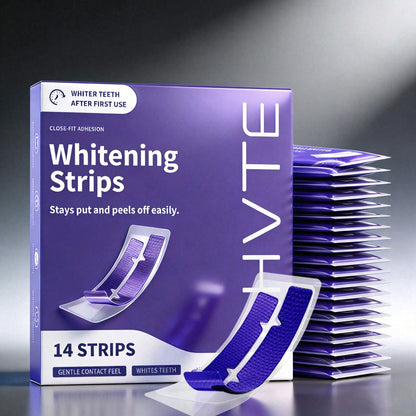 14pcs Teeth Whitening Strips, Suitable For Sensitive Gums, Whitens Teeth, Purple Whitening Strips, Removes Yellow Stains, Effectively Improves Tooth Shade, Brightens Smile