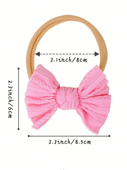 15/30pcs Baby Nylon Bow Headbands, Jacquard Textured Fabric, Soft And Skin-Friendly, Suitable For Newborns, Baby Girls And Toddlers