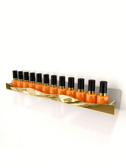 15-Inch Mirrored Gold Acrylic Nail Polish Rack, Wall-Mounted Storage Organizer For Nail Polish, Fashion Glasses, Essential Oils And More