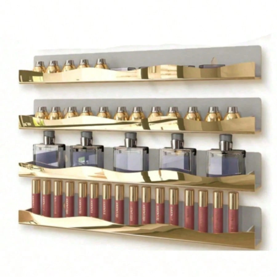 15-Inch Mirrored Gold Acrylic Nail Polish Rack, Wall-Mounted Storage Organizer For Nail Polish, Fashion Glasses, Essential Oils And More