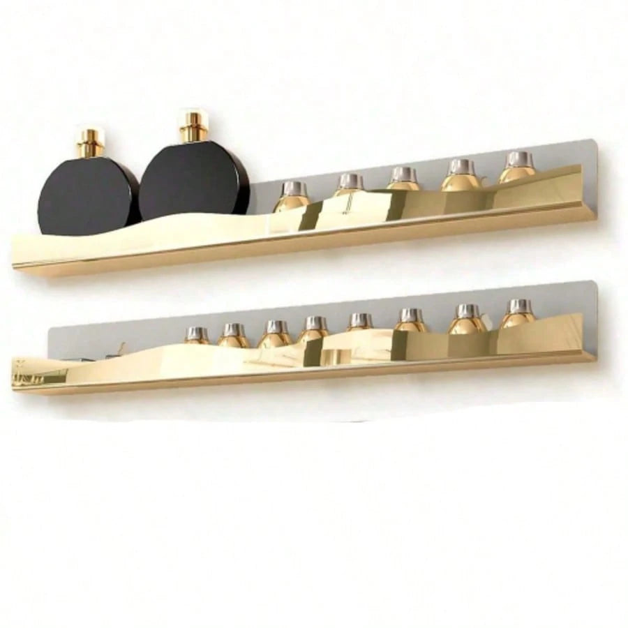 15-Inch Mirrored Gold Acrylic Nail Polish Rack, Wall-Mounted Storage Organizer For Nail Polish, Fashion Glasses, Essential Oils And More
