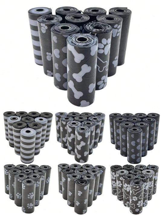 150/300pcs Black Portable Pet Waste Bags, Easy To Clean (15pcs/Roll), Thick & Durable, Odor-Proof, Suitable For Outdoor Pets (Cats & Dogs)