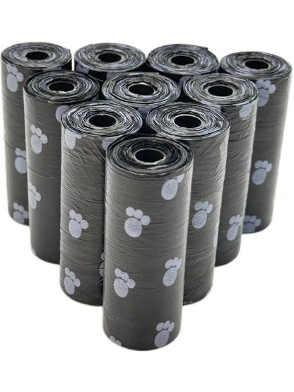150/300pcs Black Portable Pet Waste Bags, Easy To Clean (15pcs/Roll), Thick & Durable, Odor-Proof, Suitable For Outdoor Pets (Cats & Dogs)