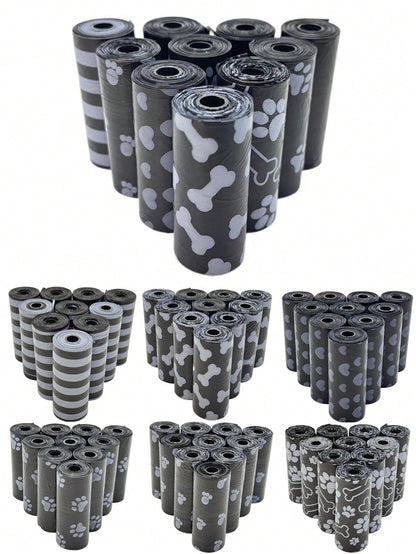 150/300pcs Black Portable Pet Waste Bags, Easy To Clean (15pcs/Roll), Thick & Durable, Odor-Proof, Suitable For Outdoor Pets (Cats & Dogs)