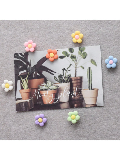 15pcs/30pcs Candy Color Flower Wall Pin/Push Pins, Cartoon Decorative Tacks For Office, School, Cute Back To School,Back To School,School Supplies