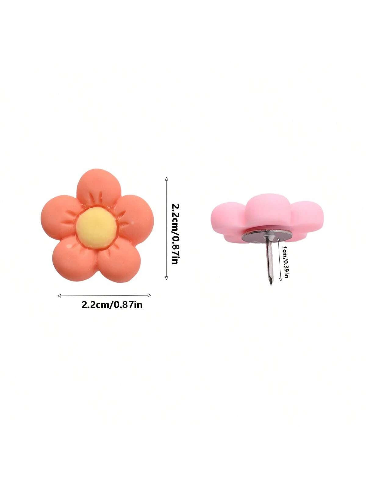 15pcs/30pcs Candy Color Flower Wall Pin/Push Pins, Cartoon Decorative Tacks For Office, School, Cute Back To School,Back To School,School Supplies