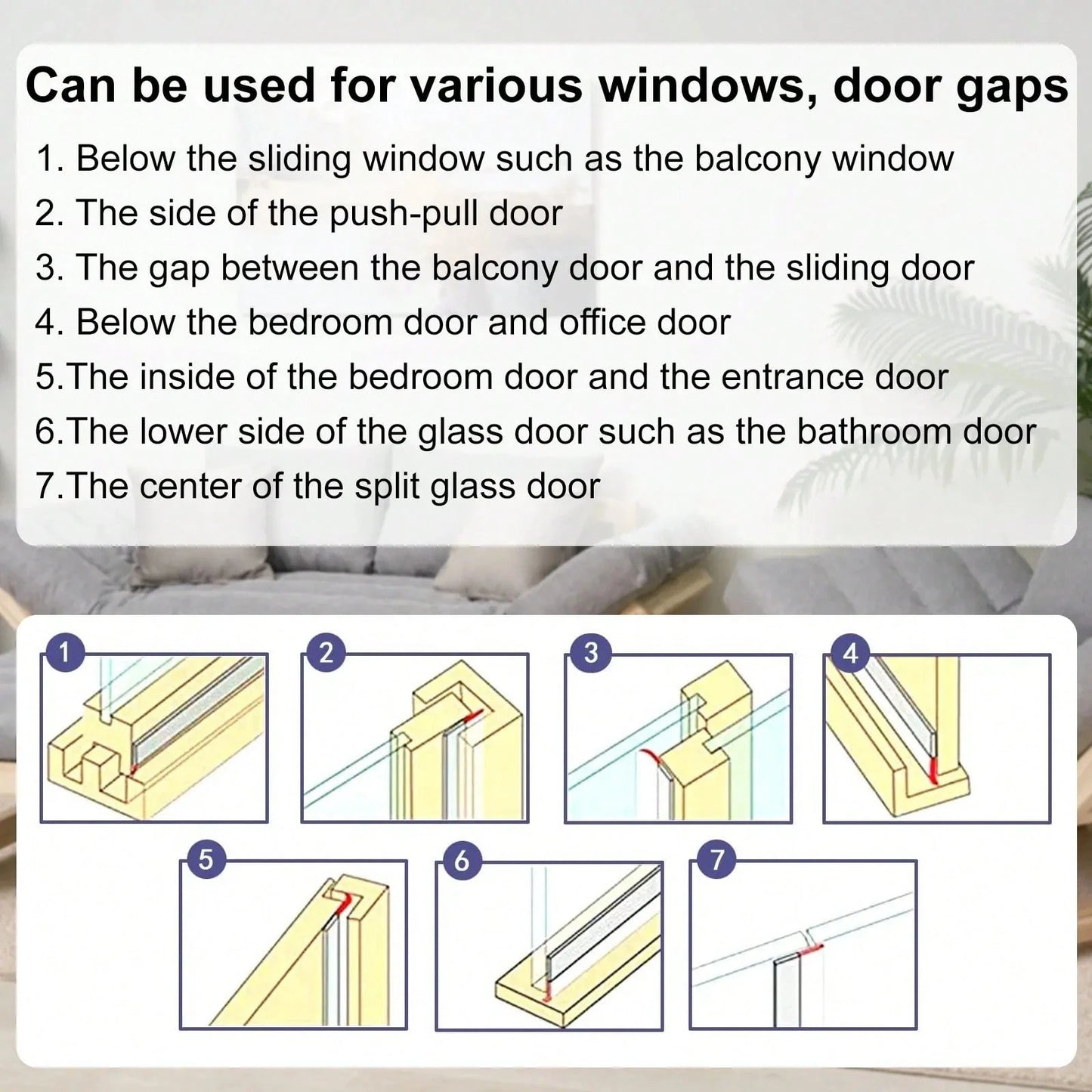 16.4Ft Door Weather Stripping, (1.38in Width) Weather Stripping Door Draft Stopper Adhesive Seal Strip Anti Draft Insulation Tape For Doors Windows And Shower Doors