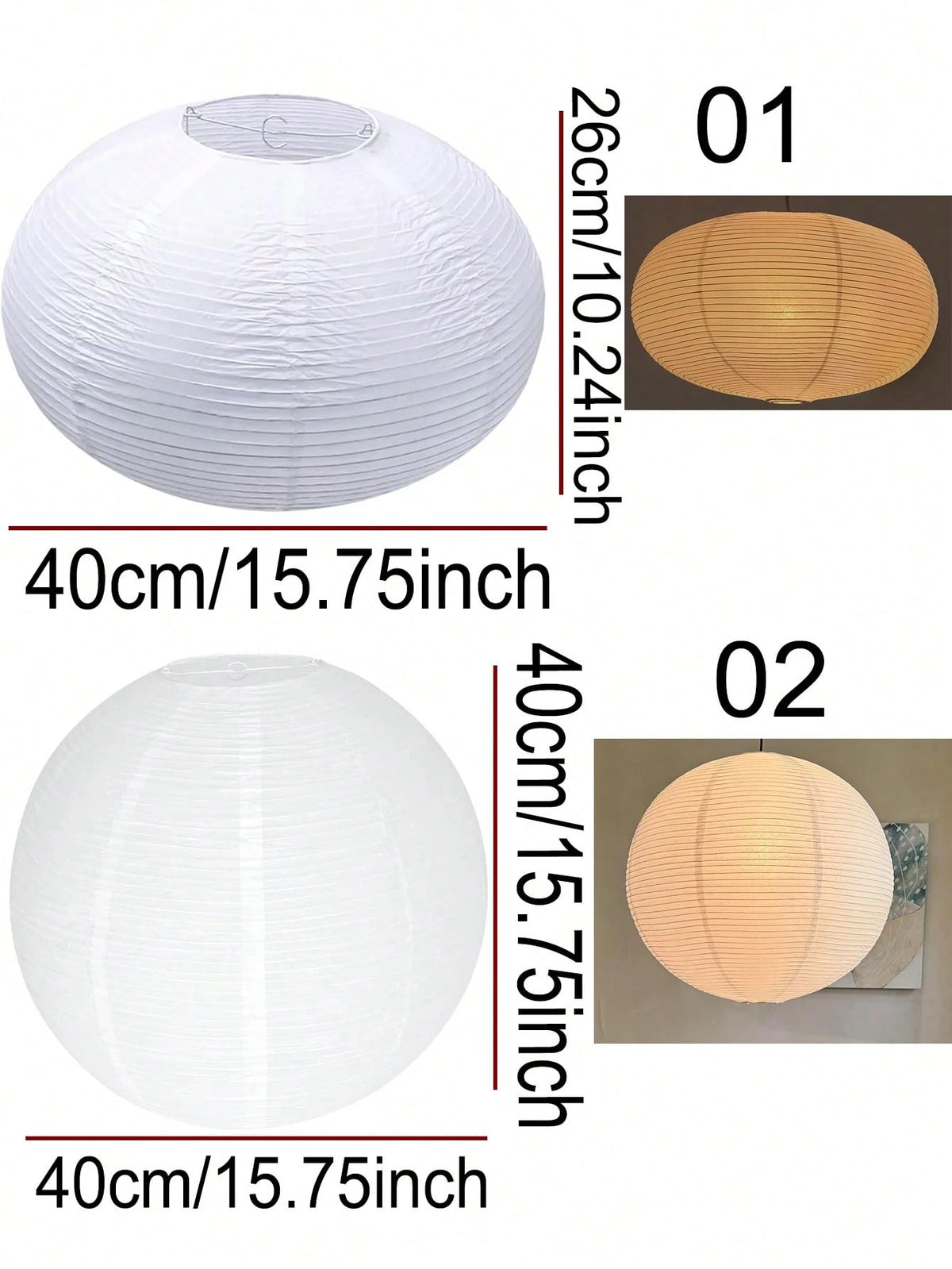 16-Inch Chinese Lantern Style Foldable Rice Paper Ceiling Light Shade, Suitable For Home Decor, Bedroom, Living Room, Wedding, Holiday Decoration