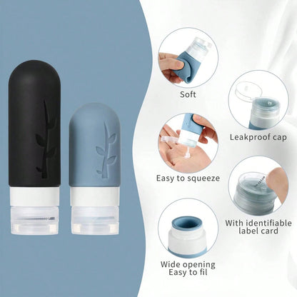 17-Piece Leak-Proof Silicone Travel Bottles, Refillable For Shampoo, Lotion, Face Cream. Mini Capsule With Magnetic Nozzle. Great For Travel, Camping, School. Gift For Mom & Girlfriend.