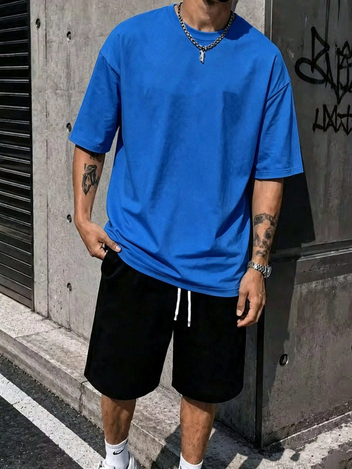 180g Men's Plus Size 100% Cotton Short Sleeve Set Print Sweat Wicking Breathable Casual Outfit For All Seasons
