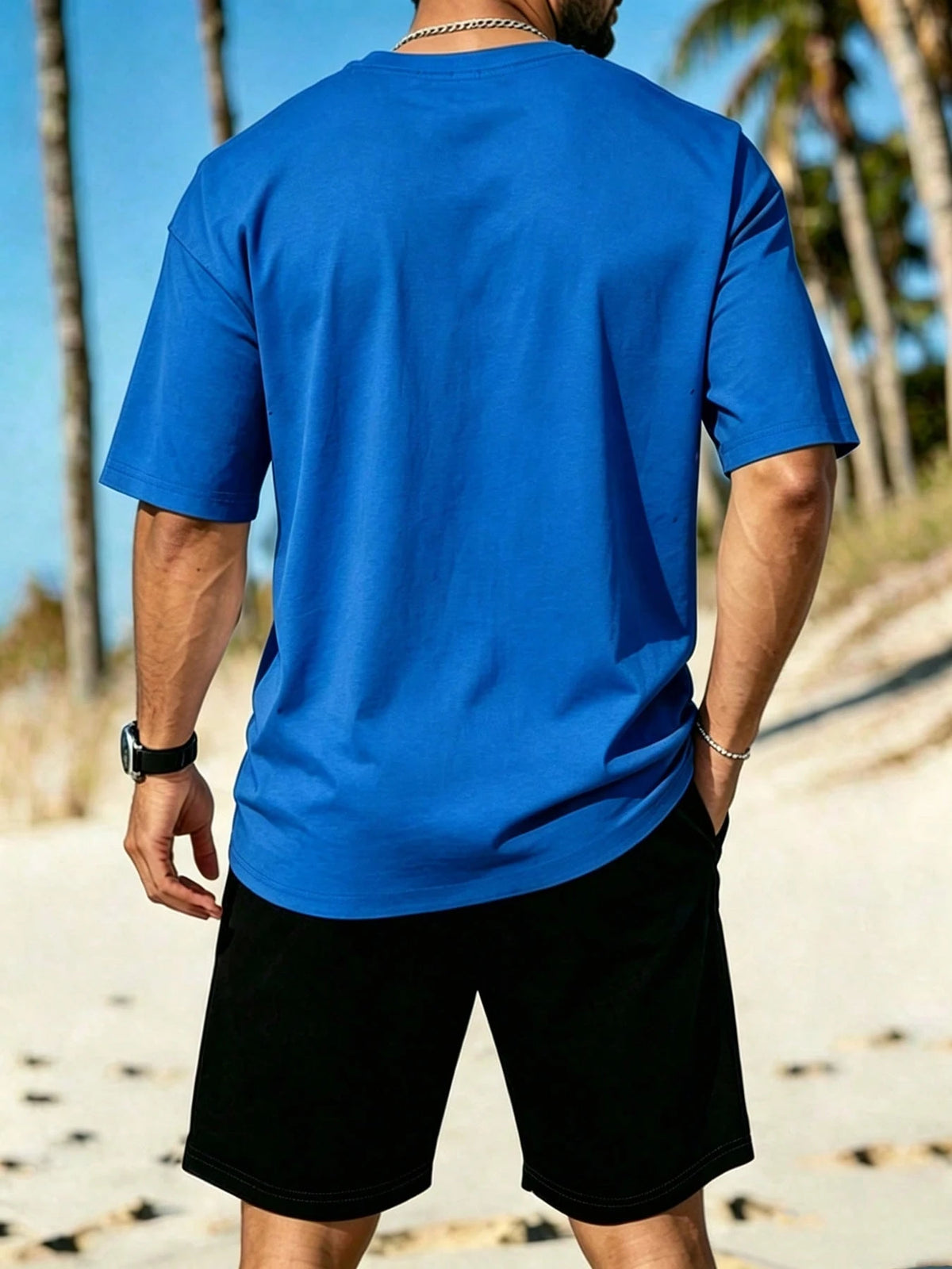 180g Men's Plus Size 100% Cotton Short Sleeve Set Print Sweat Wicking Breathable Casual Outfit For All Seasons