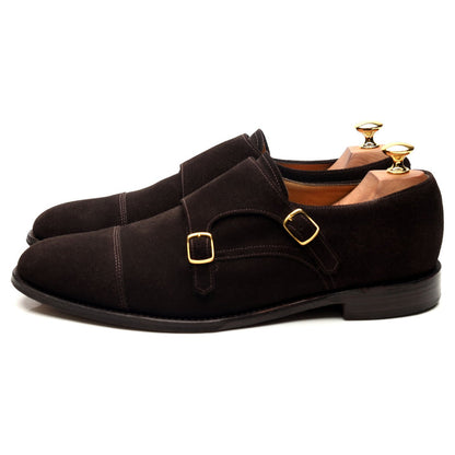 1880 'Cannon' Dark Brown Suede Double Monk Strap UK 9.5 F