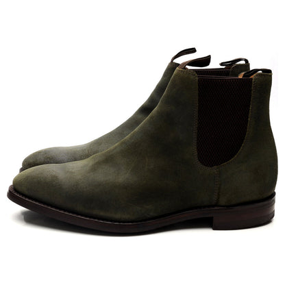 1880 'Chatsworth' Green Waxed Suede Chelsea Boots UK 12 G