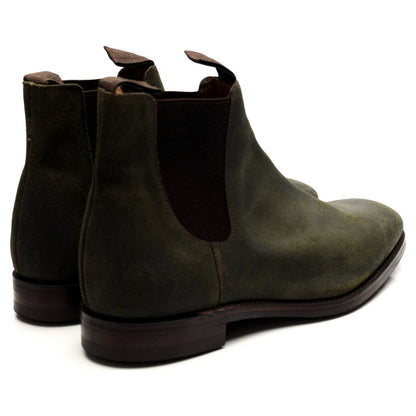 1880 'Chatsworth' Green Waxed Suede Chelsea Boots UK 12 G