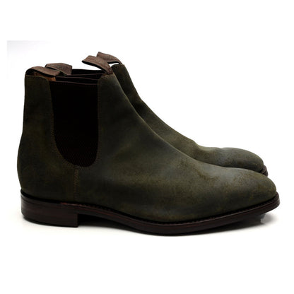 1880 'Chatsworth' Green Waxed Suede Chelsea Boots UK 12 G