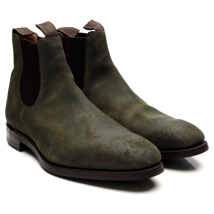 1880 'Chatsworth' Green Waxed Suede Chelsea Boots UK 12 G
