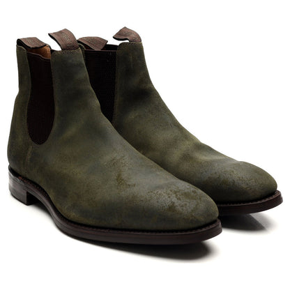 1880 'Chatsworth' Green Waxed Suede Chelsea Boots UK 12 G