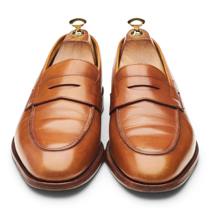 1880 'Ely' Tan Brown Leather Loafers UK 10.5 F