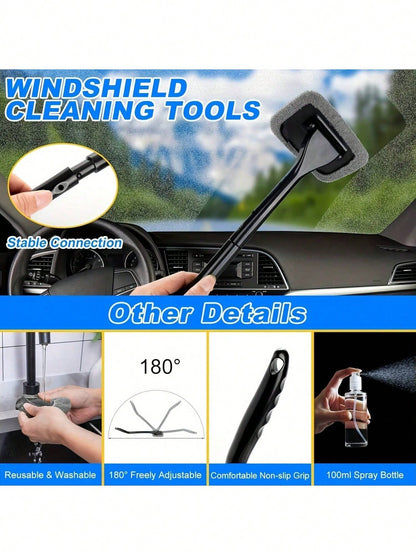 19pcs/Set Car Cleaning Wash Kit Interior Detailing Cleaner Kit With High Power Handheld Vacuum, Brush Set, Windshield Tool, Duster, Towels, Complete Car Care Tool