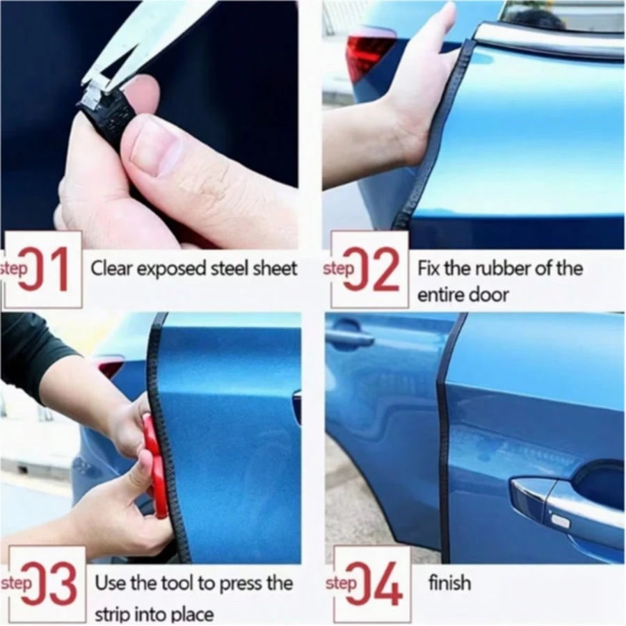 1m Car Door Edge Protector, Door Bumper Strip, Soundproof Dust-Proof Rubber Seal, Car Door Bottom Bumper Rubber Strip, Universal U-Shape Decorative Rubber Seal For Car Door Edge Protection
