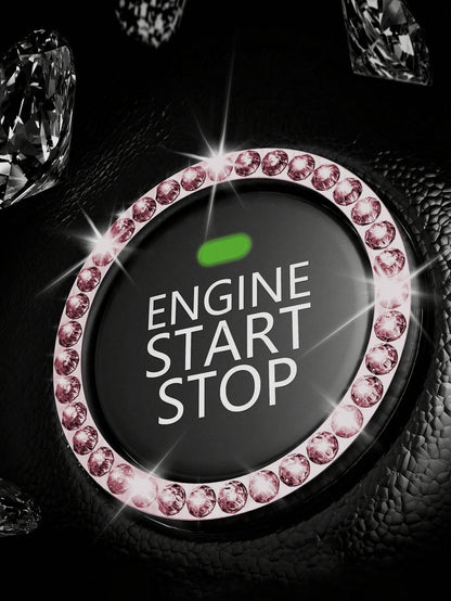 1pair Car Engine Start Stop Button Ring & 2pcs Car Engine Start Stop Button Decoration Rings With Rhinestones