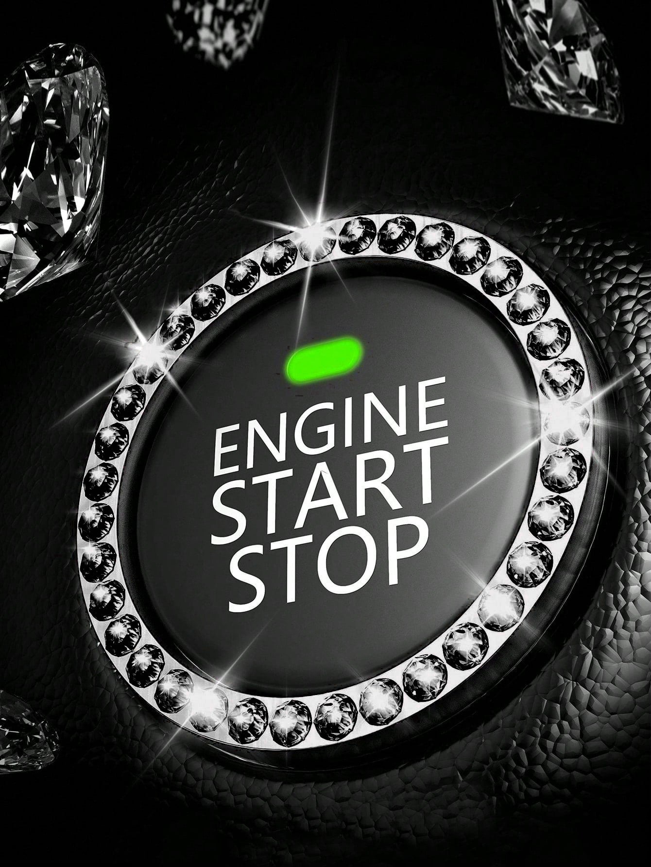1pair Car Engine Start Stop Button Ring & 2pcs Car Engine Start Stop Button Decoration Rings With Rhinestones