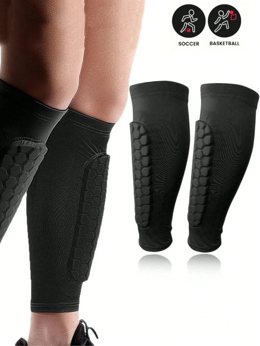 1pair Soccer Shin Guard Shin Pads, Lightweight Calf Compression Sleeve With Honeycomb Pad, For Baseball Boxing Kickboxing MTB Sports