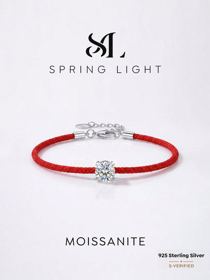 1pc 0.5 Carat Four-Claw Moissanite Bracelet, Crafted In Pure Silver (S925), Exuding Elegant Luxury. A Perfect Choice For Engagement, Wedding, Best Friend's Birthday, Anniversary, And Bridal Jewelry.