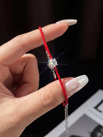 1pc 0.5 Carat Four-Claw Moissanite Bracelet, Crafted In Pure Silver (S925), Exuding Elegant Luxury. A Perfect Choice For Engagement, Wedding, Best Friend's Birthday, Anniversary, And Bridal Jewelry.