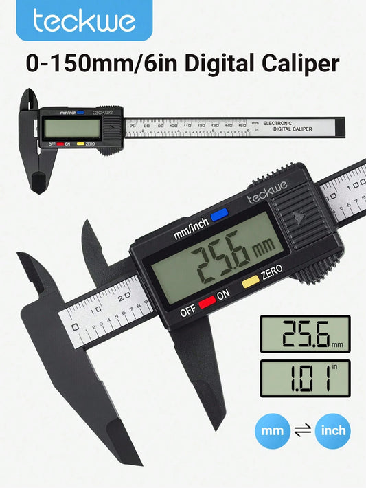 1pc 0- 6"/ 0- 150mm Digital Caliper Measuring Tool Electronic Micrometer Caliper Electronic Digital Caliper Carbon Fiber Dial Vernier Caliper Gauge Micrometer Measuring Tool Digital Ruler