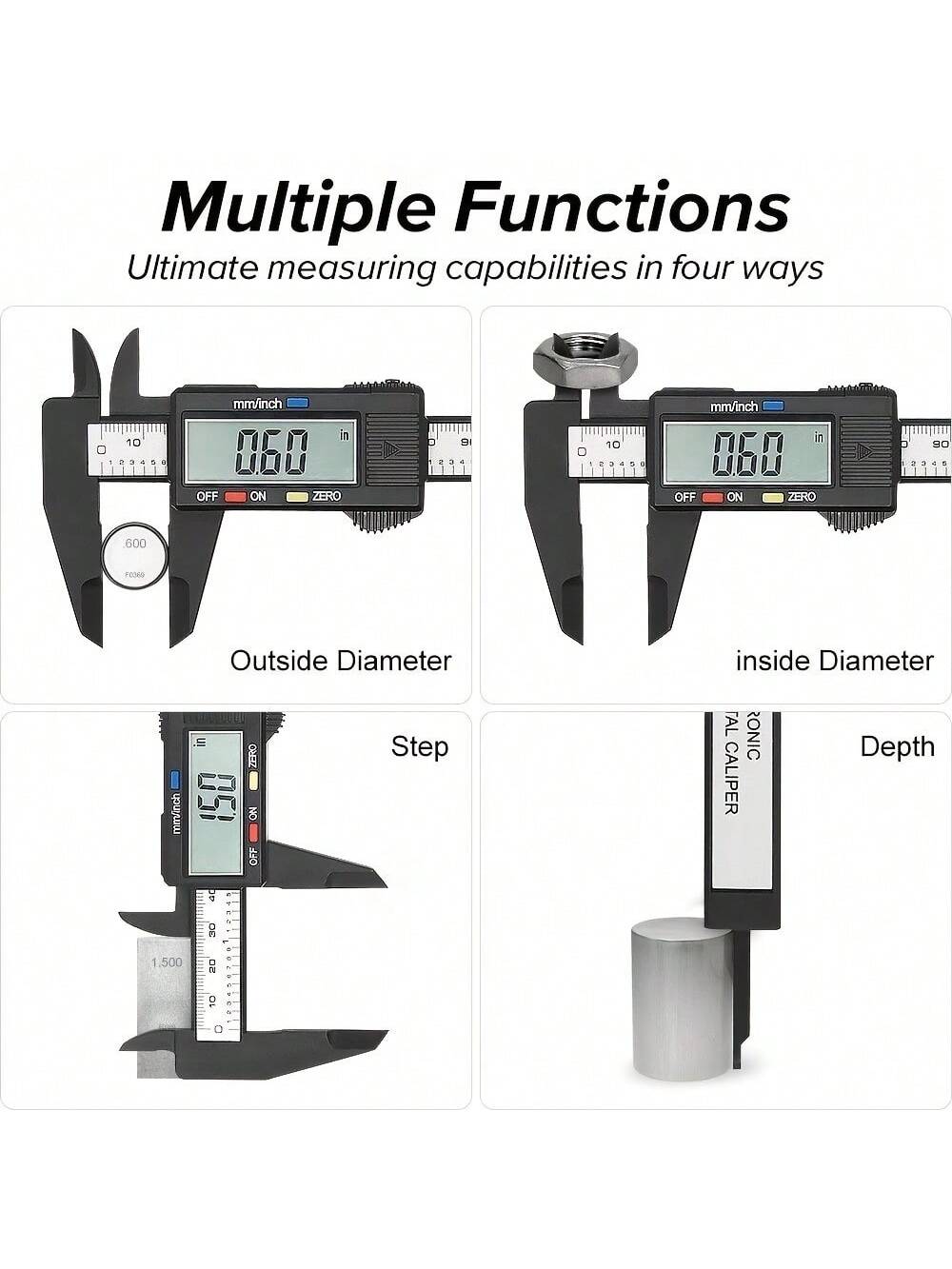 1pc 0- 6"/ 0- 150mm Digital Caliper Measuring Tool Electronic Micrometer Caliper Electronic Digital Caliper Carbon Fiber Dial Vernier Caliper Gauge Micrometer Measuring Tool Digital Ruler