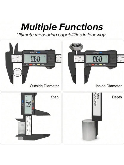 1pc 0- 6"/ 0- 150mm Digital Caliper Measuring Tool Electronic Micrometer Caliper Electronic Digital Caliper Carbon Fiber Dial Vernier Caliper Gauge Micrometer Measuring Tool Digital Ruler