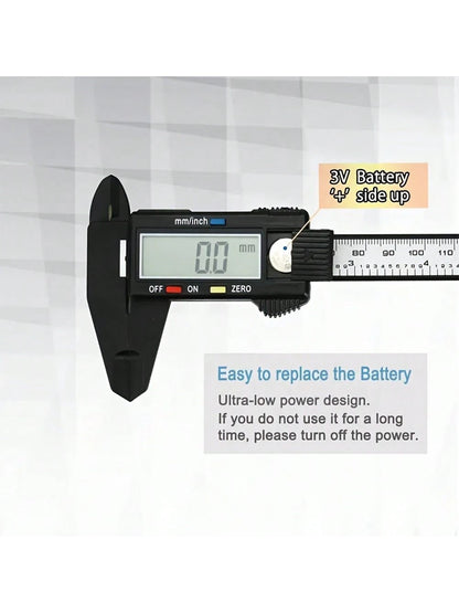 1pc 0- 6"/ 0- 150mm Digital Caliper Measuring Tool Electronic Micrometer Caliper Electronic Digital Caliper Carbon Fiber Dial Vernier Caliper Gauge Micrometer Measuring Tool Digital Ruler
