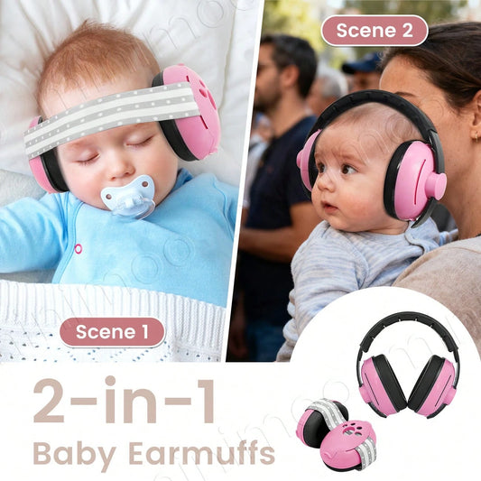 1PC 2-In-1 Noise Cancelling Headphones For Kids, Babies Ear Protection Earmuffs Noise Reduction For 0-3 Years Babies, Toddlers, Infant