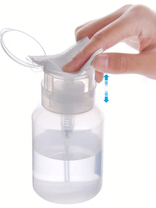 1Pc 250ml Transparent Acetone Nail Polish Remover Pump Empty Dispenser Bottle For Cleanser Toner Nail Polish Remover Pump Lip & Eye Makeup Remover Nails Nails Supplies Nail Stuff, Aesthetic