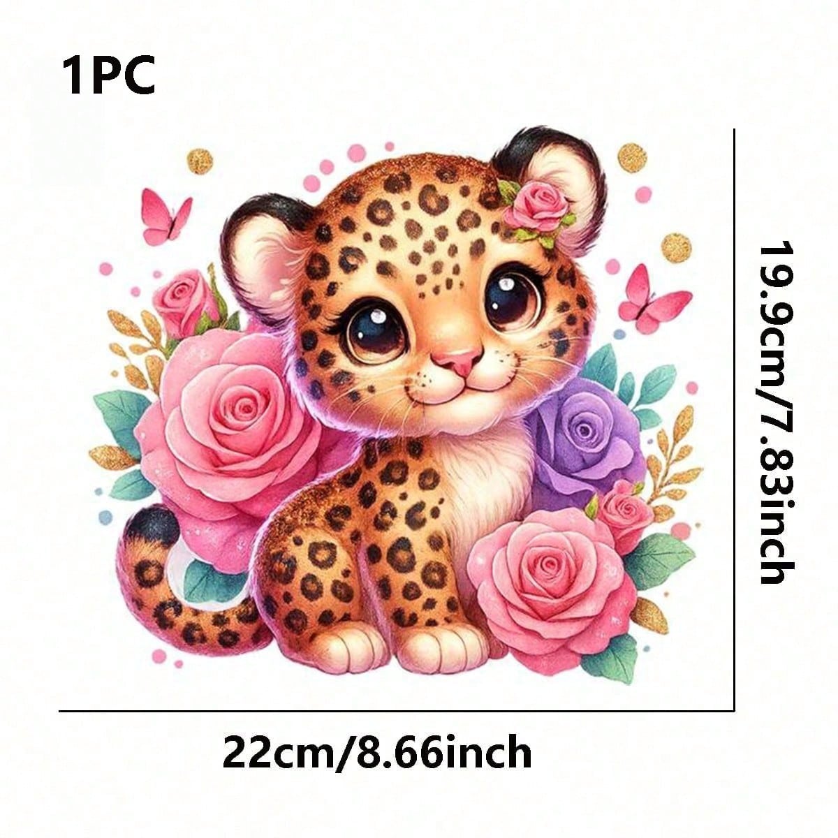 1pc/2pcs/3pcs Cartoon Leopard Pattern Heat Transfer Stickers, Suitable For DIY T-Shirts, Jeans, Pillows, Backpacks, Hats And Sofa Covers, Waterproof, Fade-Resistant, Durable, Washable Plastic Stickers