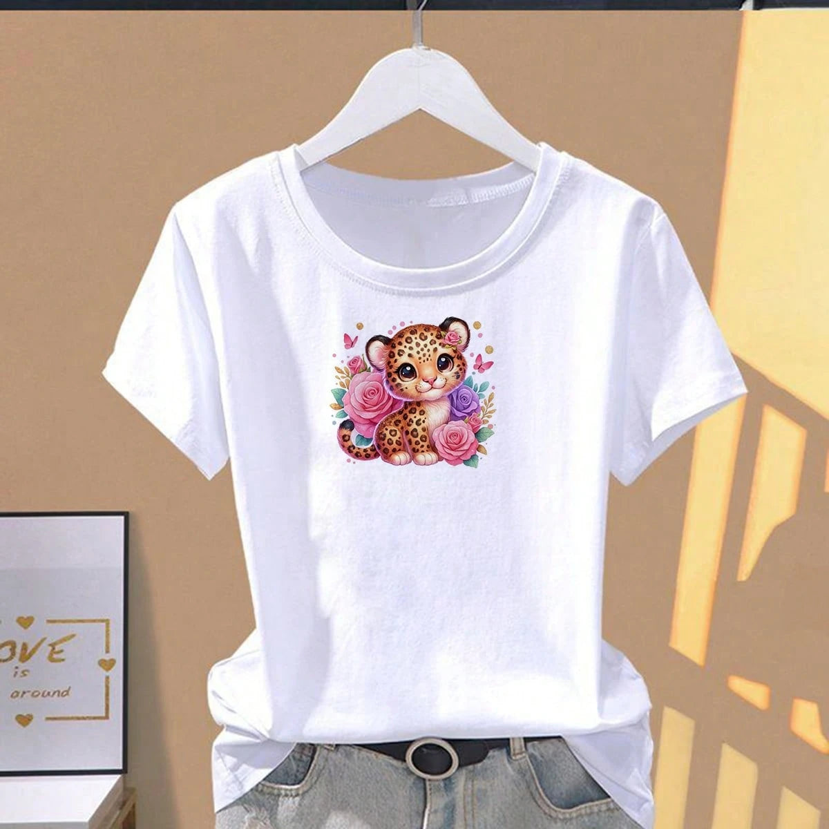 1pc/2pcs/3pcs Cartoon Leopard Pattern Heat Transfer Stickers, Suitable For DIY T-Shirts, Jeans, Pillows, Backpacks, Hats And Sofa Covers, Waterproof, Fade-Resistant, Durable, Washable Plastic Stickers